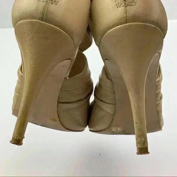 Bcbg Paris Womens caged open toe heels size 7 37 cream leather strappy party - Picture 8 of 12